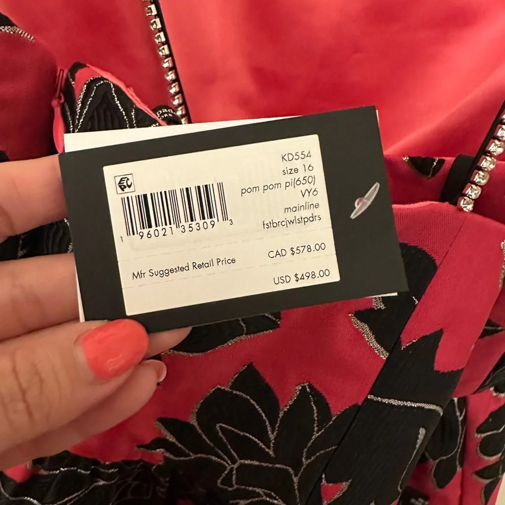 kate spade Pink and Black Floral Strapless Mini Dress